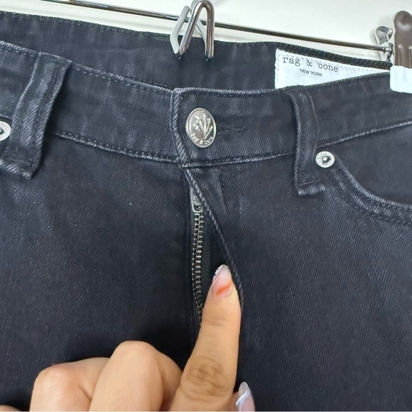 RAG & BONE Dre Low-Rise Baggy Boyfriend Cropped Black Edgy Grunge Denim Jeans - Picture 4 of 11